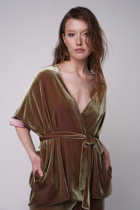  Airy Silk Velvet Set Olive Product SIA Glamoralle