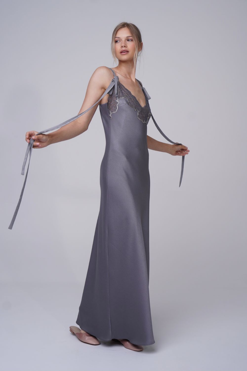  Come With Me Satin Slip Grey Product SIA Glamoralle