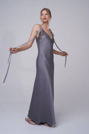  Come With Me Satin Slip Grey Product SIA Glamoralle