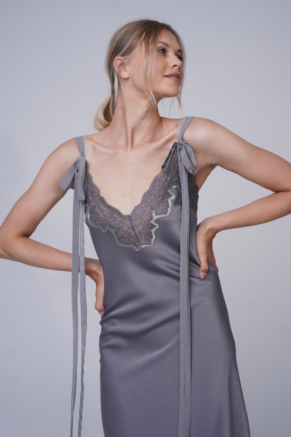  Come With Me Satin Slip Grey Product SIA Glamoralle