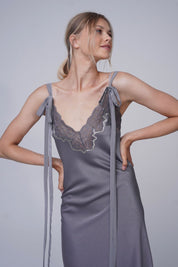  Come With Me Satin Slip Grey Product SIA Glamoralle