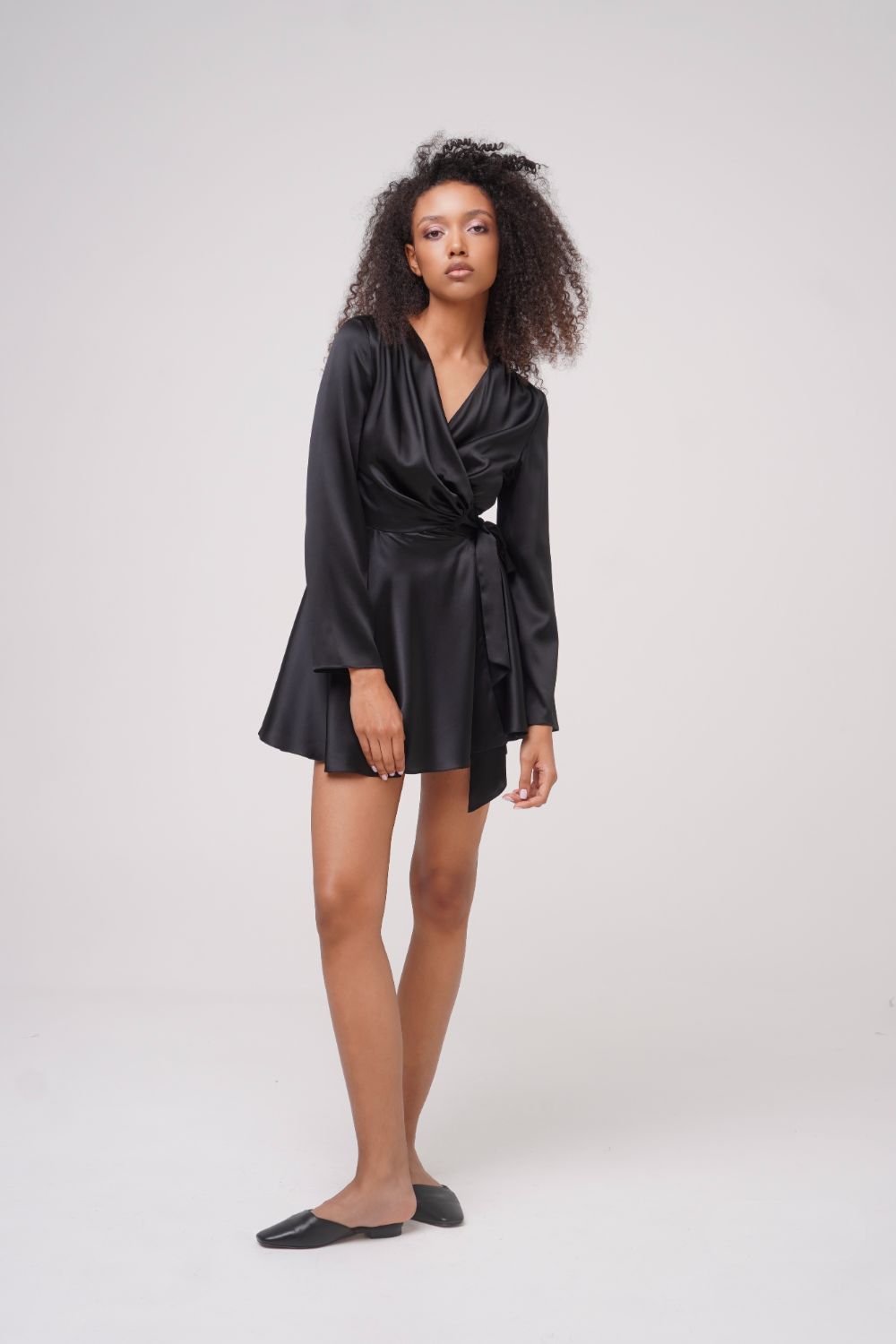  Dancing Mini Silk Wrap Gown Black Product SIA Glamoralle