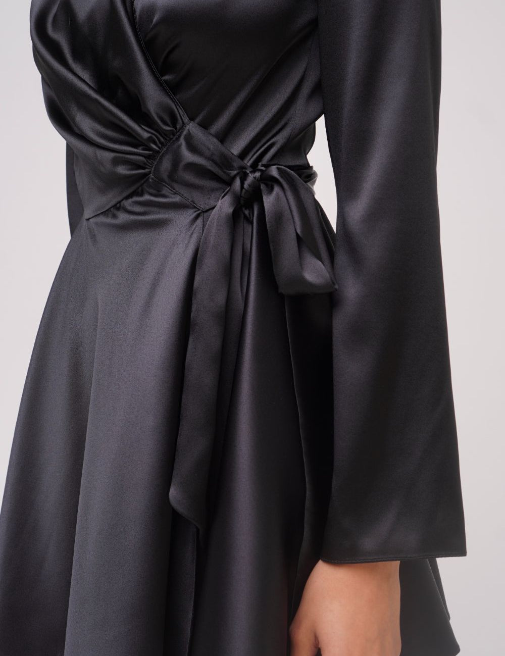  Dancing Mini Silk Wrap Gown Black Product SIA Glamoralle