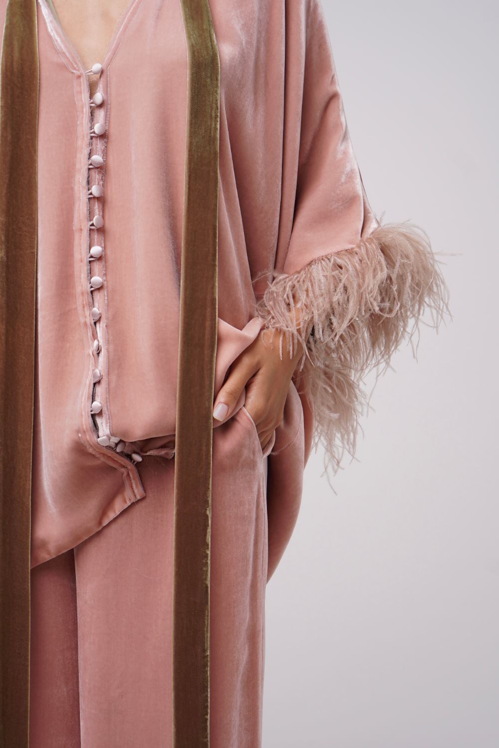  Earth Angel Silk Velvet Pajama Set Light Pink Product SIA Glamoralle