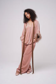  Earth Angel Silk Velvet Pajama Set Light Pink Product SIA Glamoralle