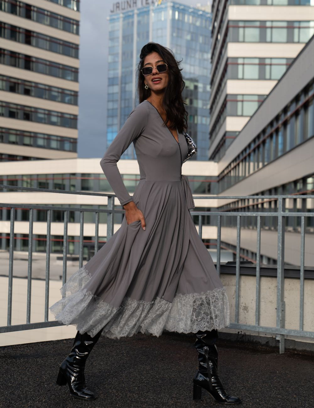  I Melt With You Stretch Jersey Dress Grey Product Amoralle