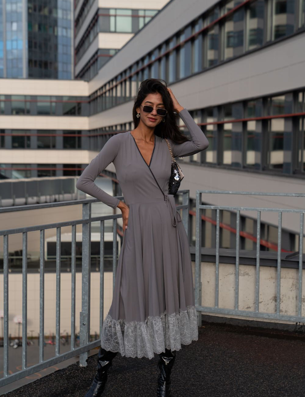  I Melt With You Stretch Jersey Dress Grey Product Amoralle