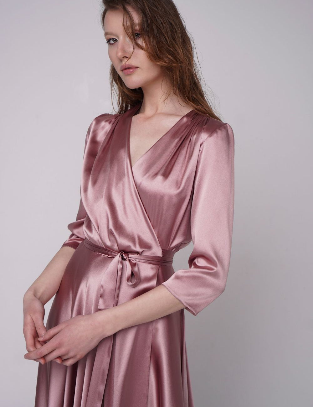  Kiss Of A Cloud Silk Midi Dress Blush Product SIA Glamoralle