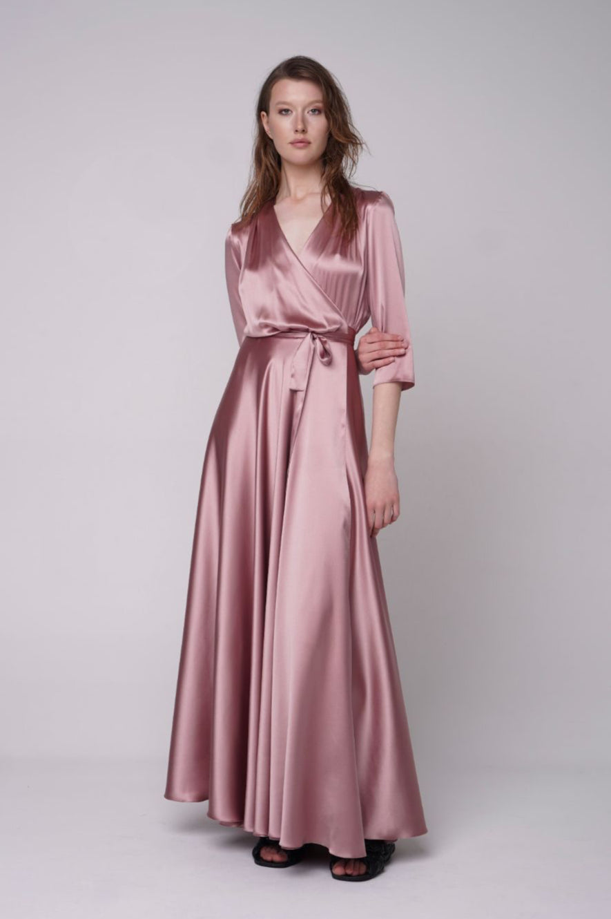  Kiss Of A Cloud Silk Midi Dress Blush Product SIA Glamoralle