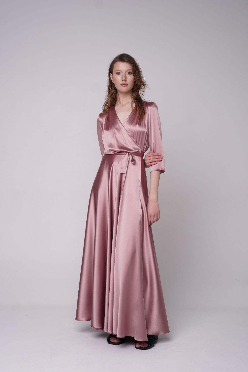  Kiss Of A Cloud Silk Midi Dress Blush Product SIA Glamoralle