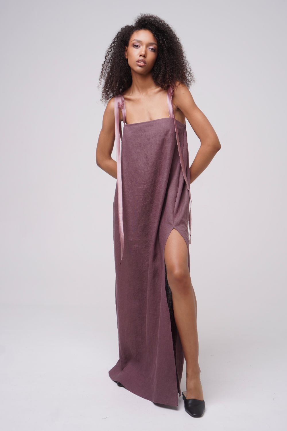  Light Romance Linen Dress Plum Product SIA Glamoralle