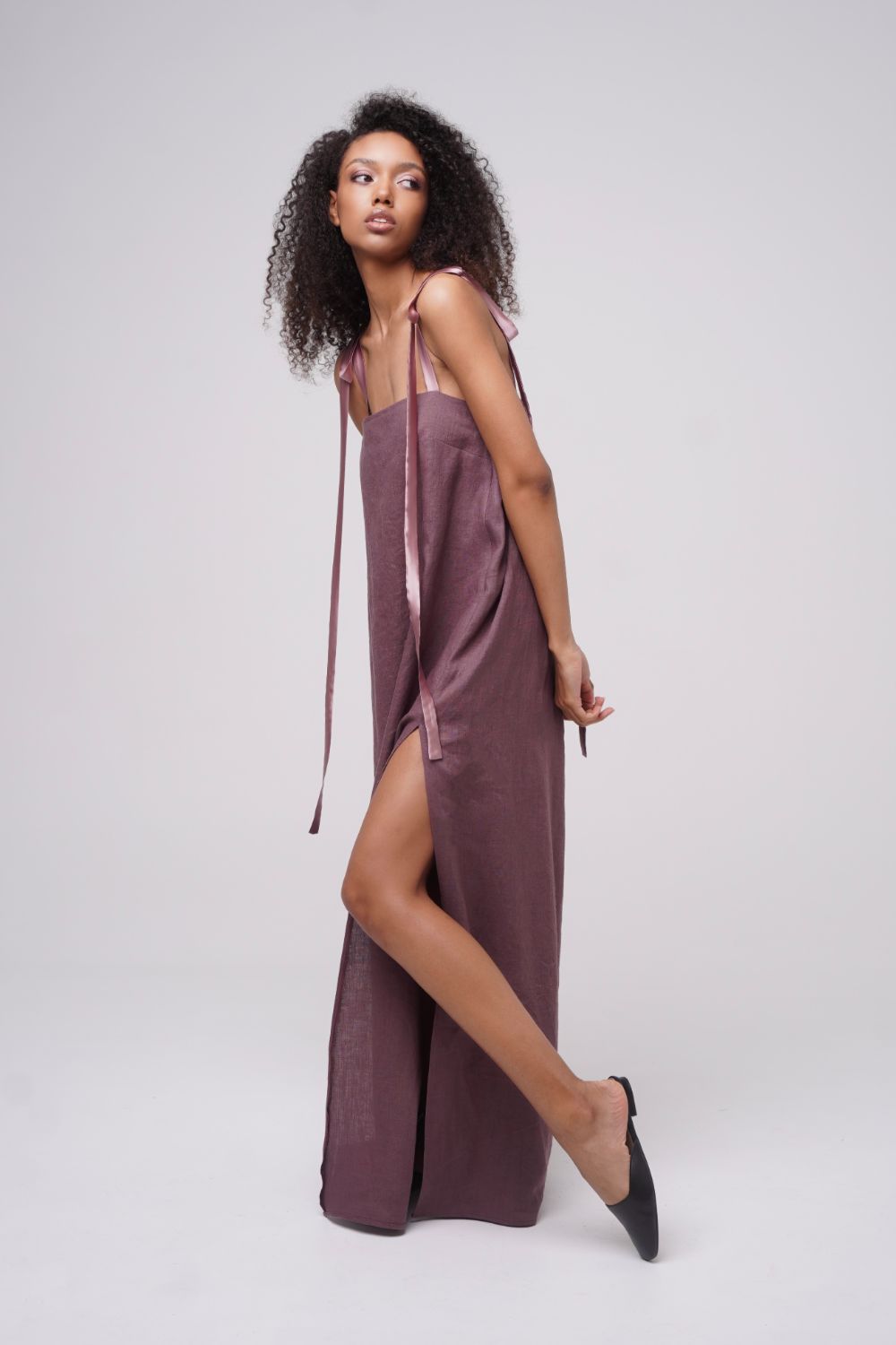  Light Romance Linen Dress Plum Product SIA Glamoralle