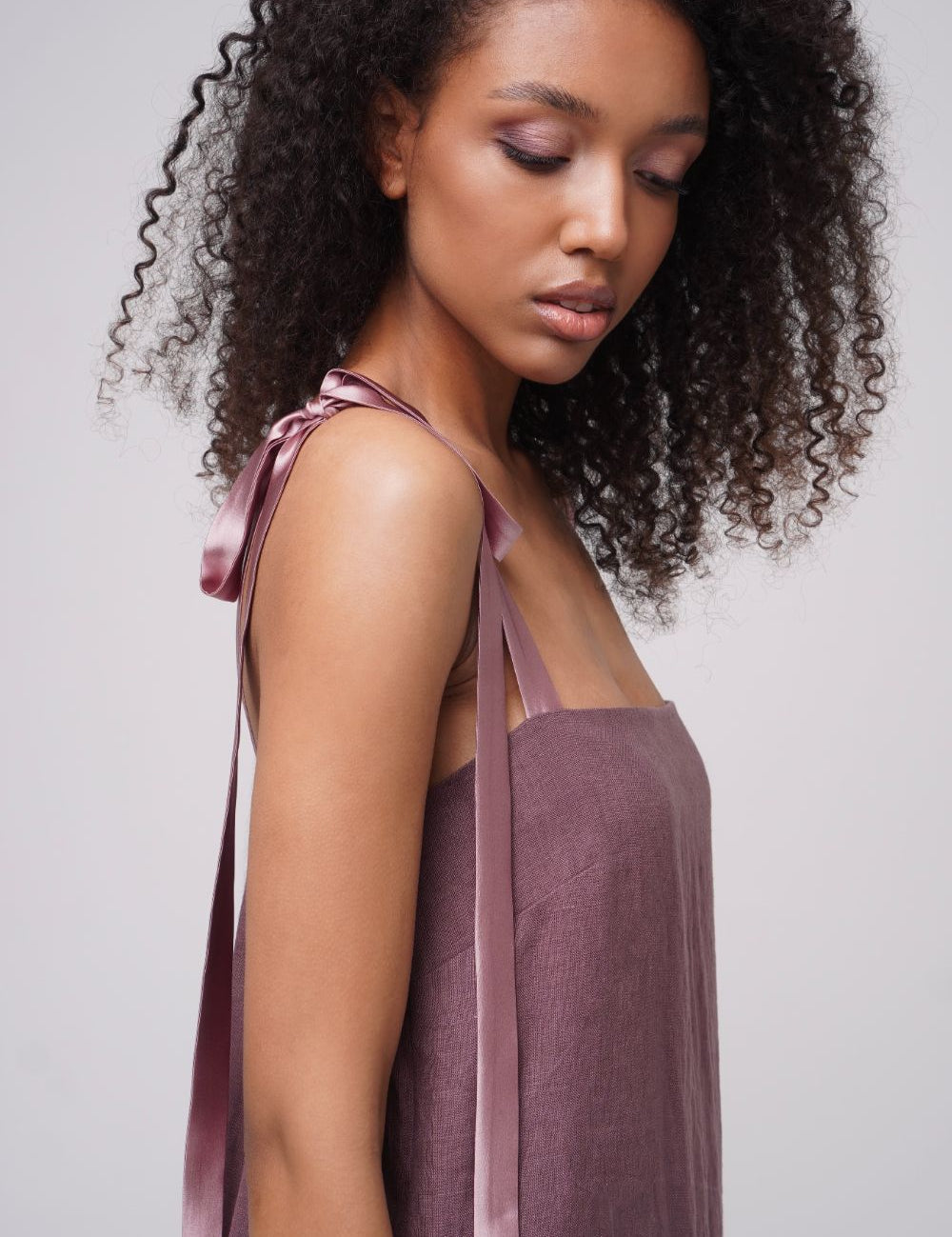  Light Romance Linen Dress Plum Product SIA Glamoralle