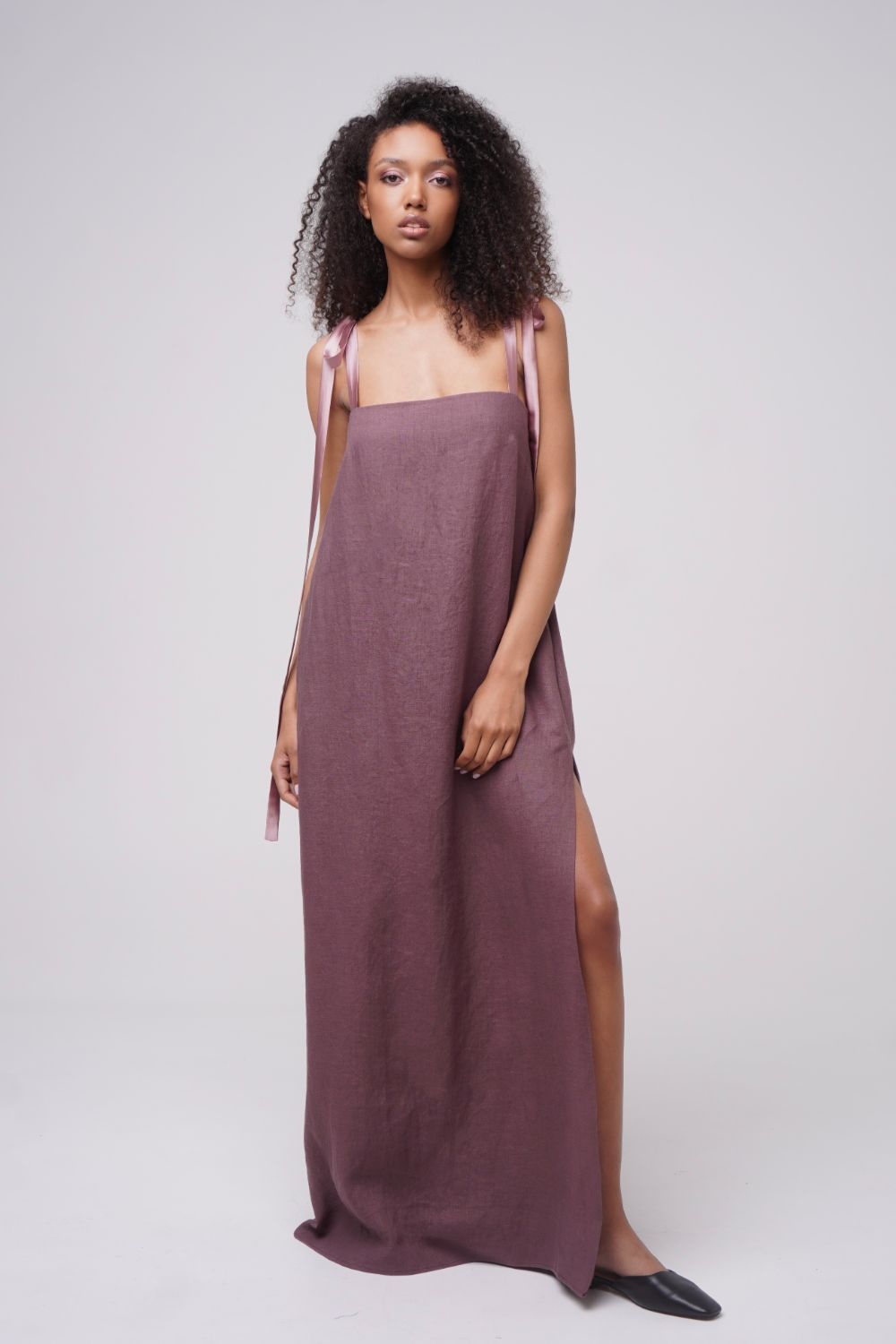  Light Romance Linen Dress Plum Product SIA Glamoralle