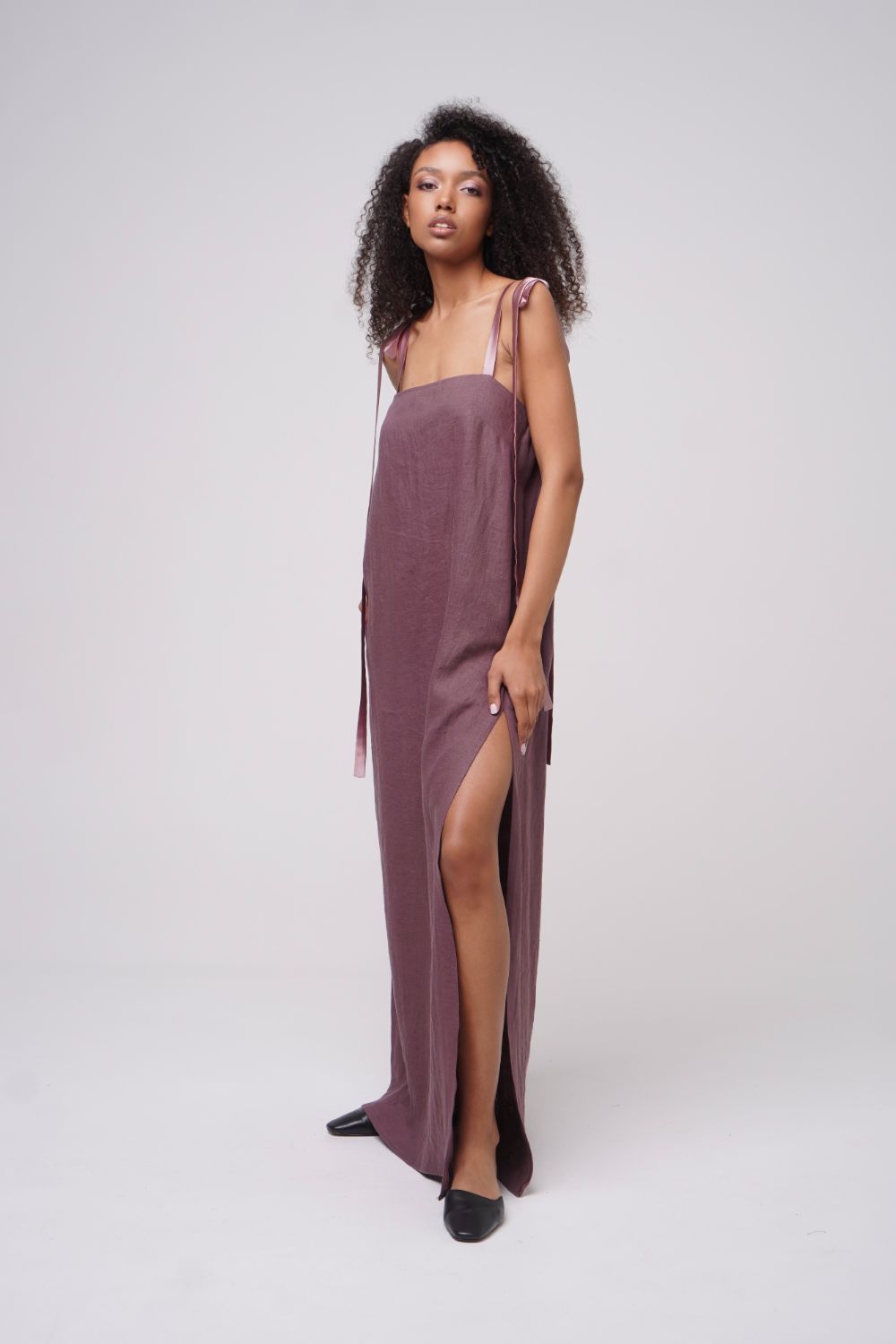  Light Romance Linen Dress Plum Product SIA Glamoralle
