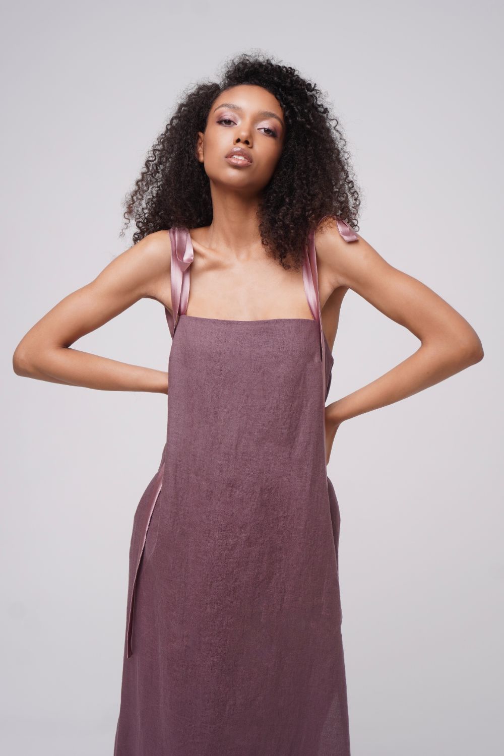  Light Romance Linen Dress Plum Product SIA Glamoralle