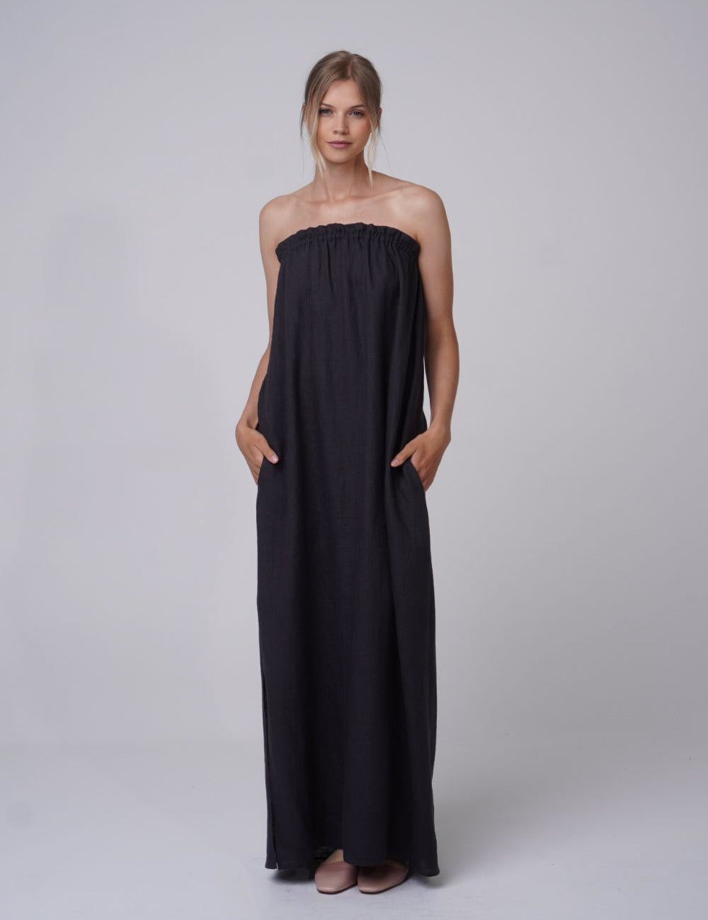  Look At Me Linen Dress Antracite Product SIA Glamoralle