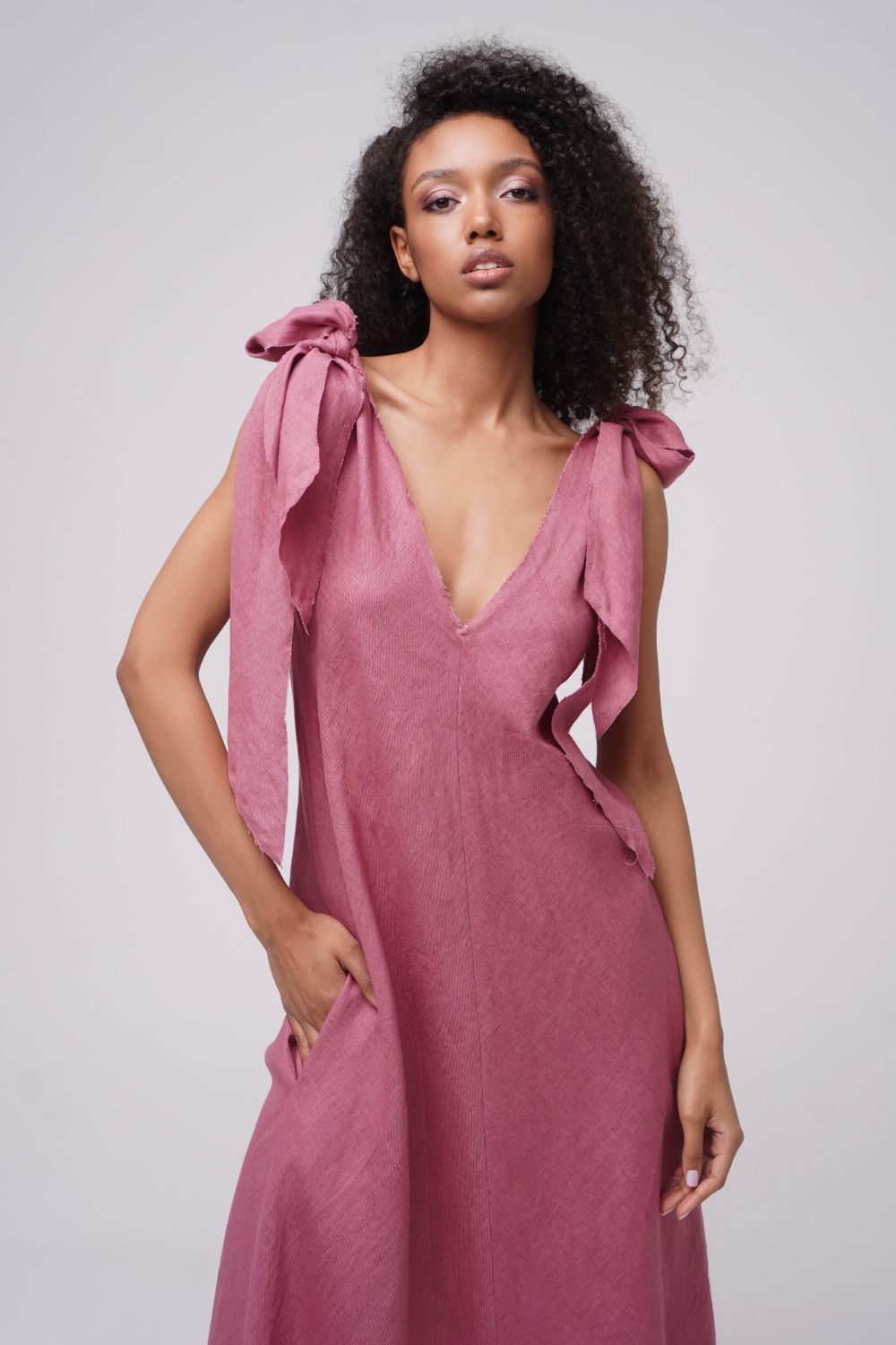  Miracle Summer Linen Dress Dark Rose Product SIA Glamoralle