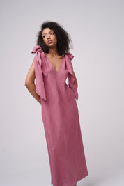  Miracle Summer Linen Dress Dark Rose Product SIA Glamoralle