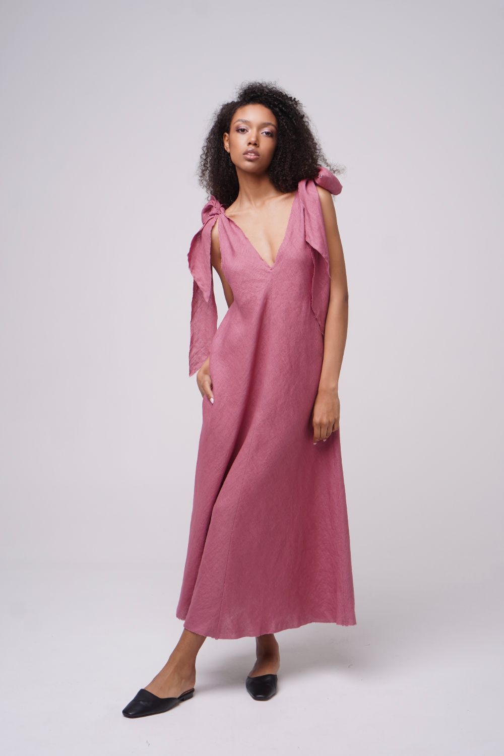  Miracle Summer Linen Dress Dark Rose Product SIA Glamoralle