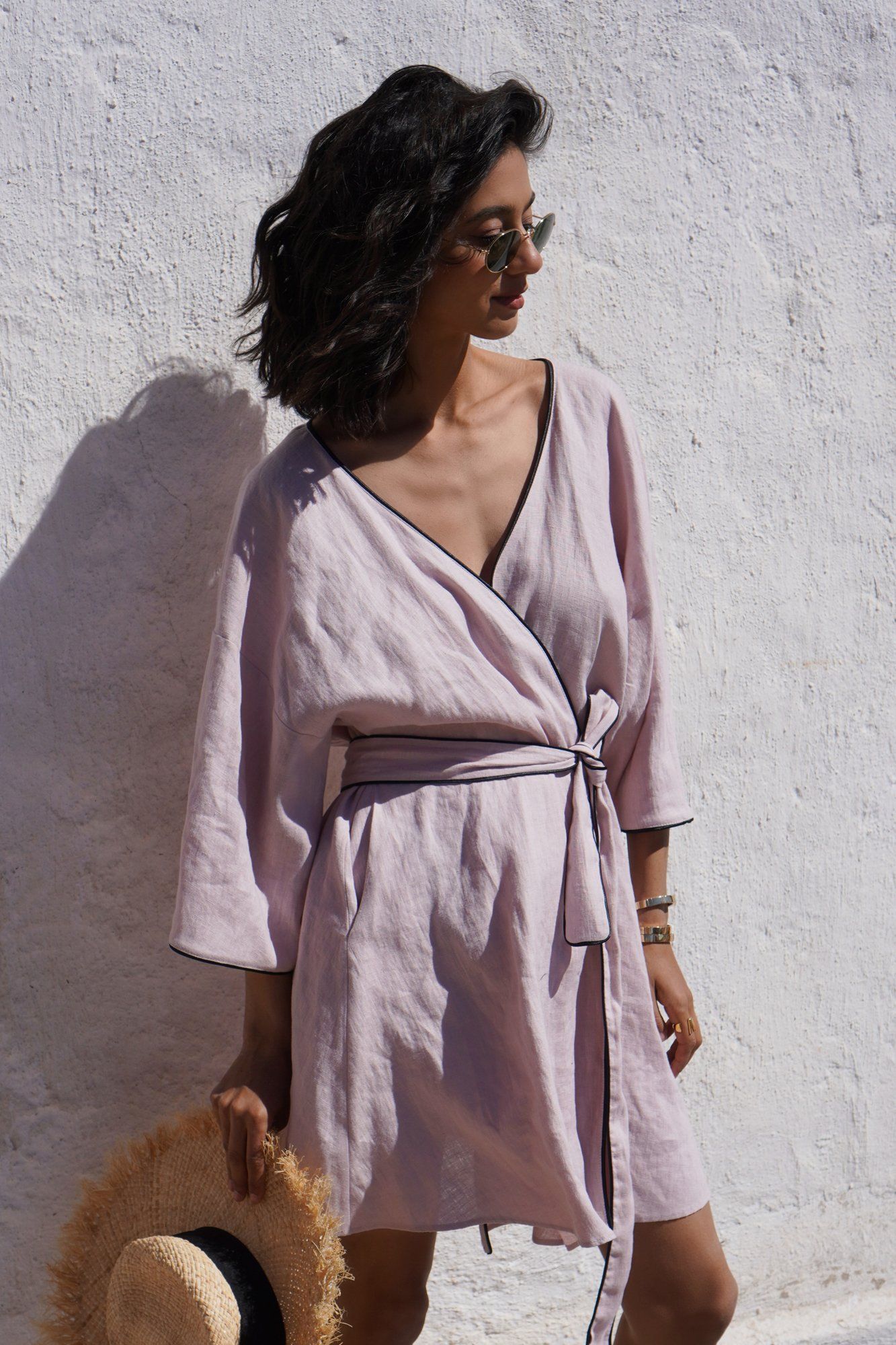  Morganite Blossom Linen Kimono Amoralle