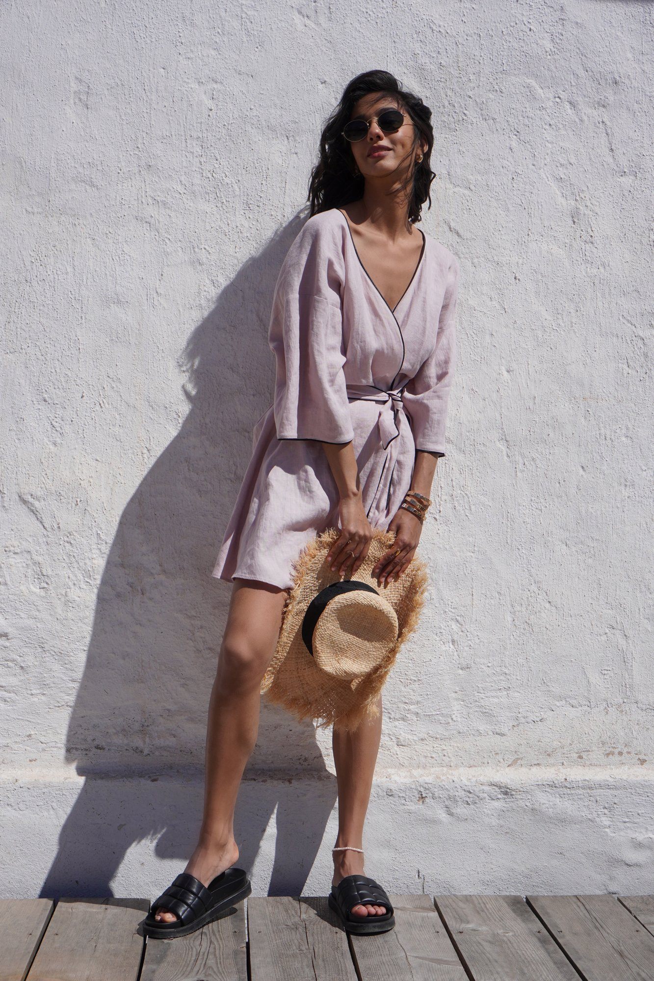  Morganite Blossom Linen Kimono Amoralle