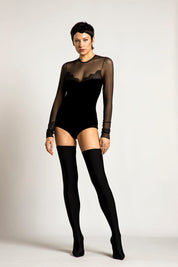  Resplendent Velvet Bodysuit Black Product SIA Glamoralle
