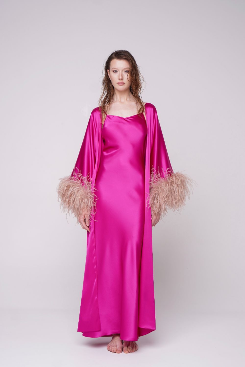  Silk Light Elysian Maxi Slip Fuchsia Product SIA Glamoralle