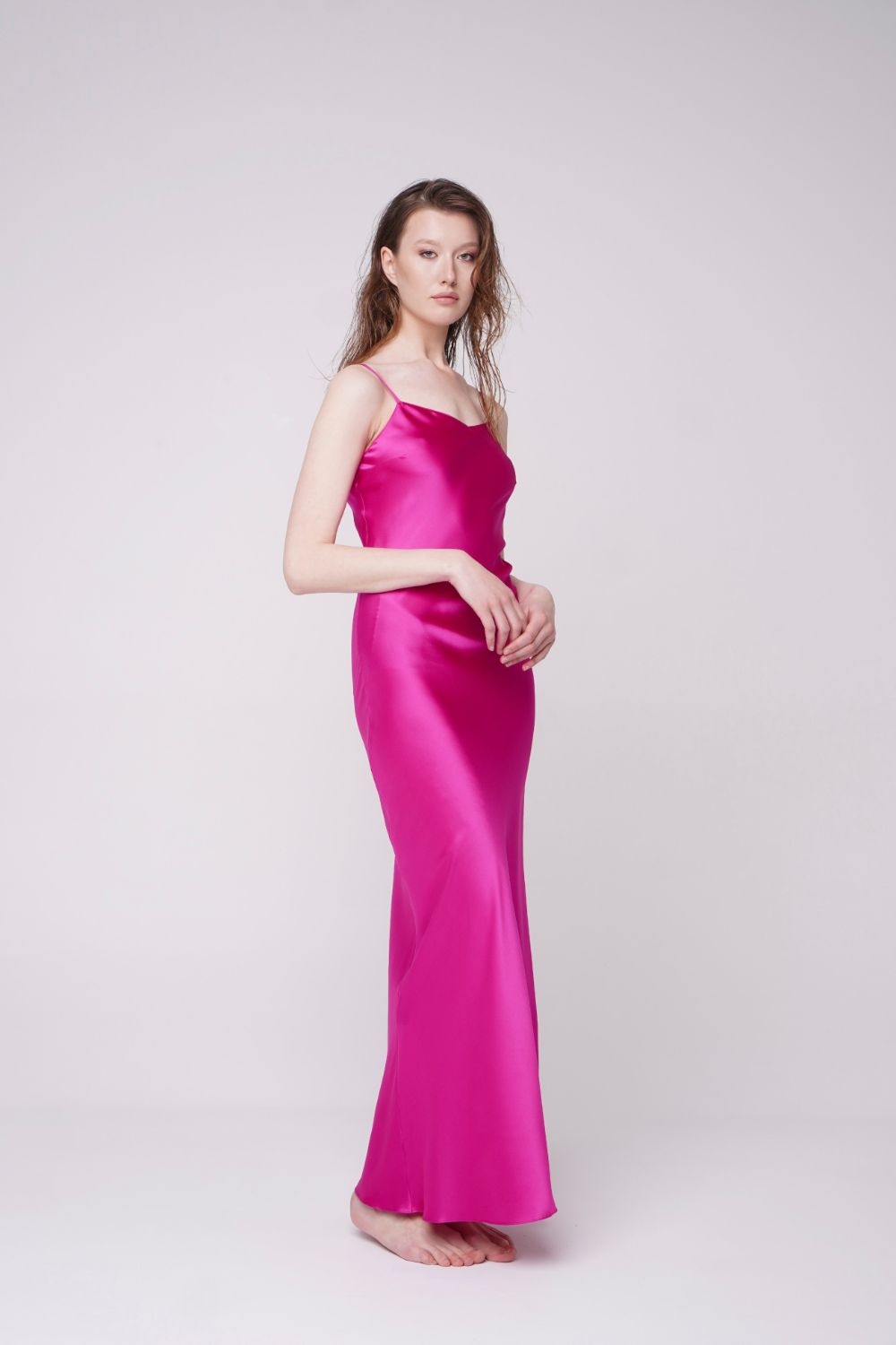  Silk Light Elysian Maxi Slip Fuchsia Product SIA Glamoralle