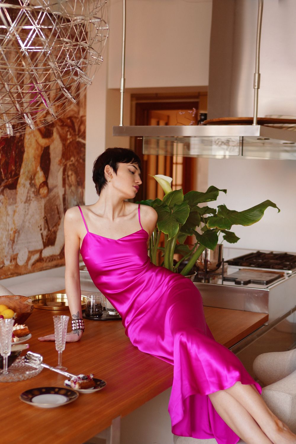  Silk Light Elysian Maxi Slip Fuchsia Product SIA Glamoralle