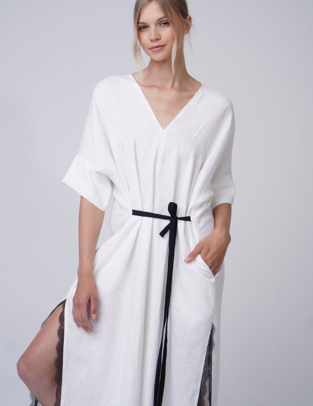  Summer In My Heart Linen Dress Ivory Product SIA Glamoralle