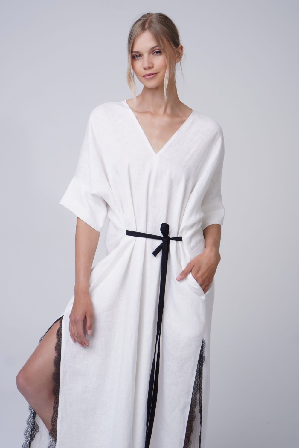  Summer In My Heart Linen Dress Ivory Product SIA Glamoralle