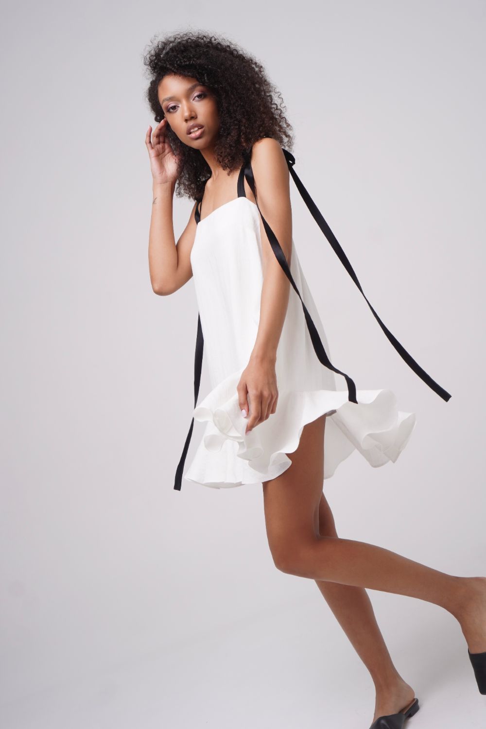  Sweetheart Summer Linen Dress White Product SIA Glamoralle