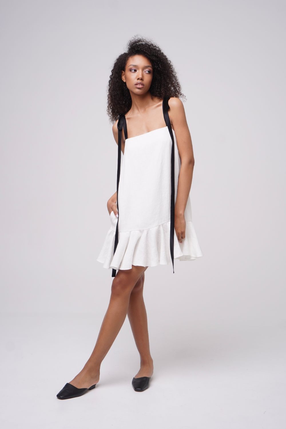  Sweetheart Summer Linen Dress White Product SIA Glamoralle