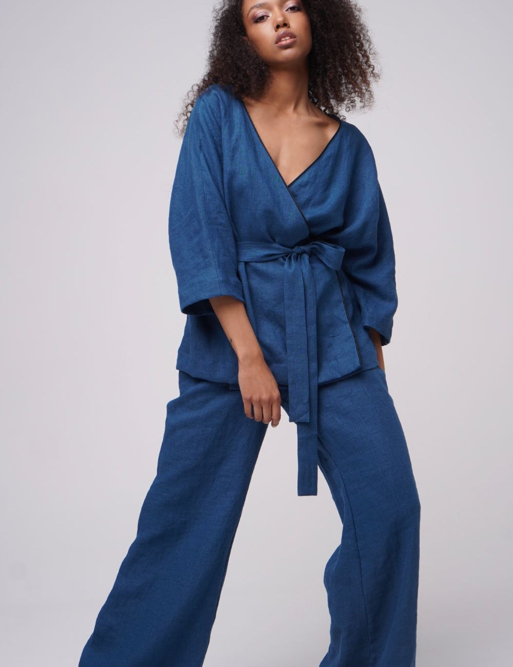  Tenderness Linen Wrap Set Dark Cyan Product SIA Glamoralle