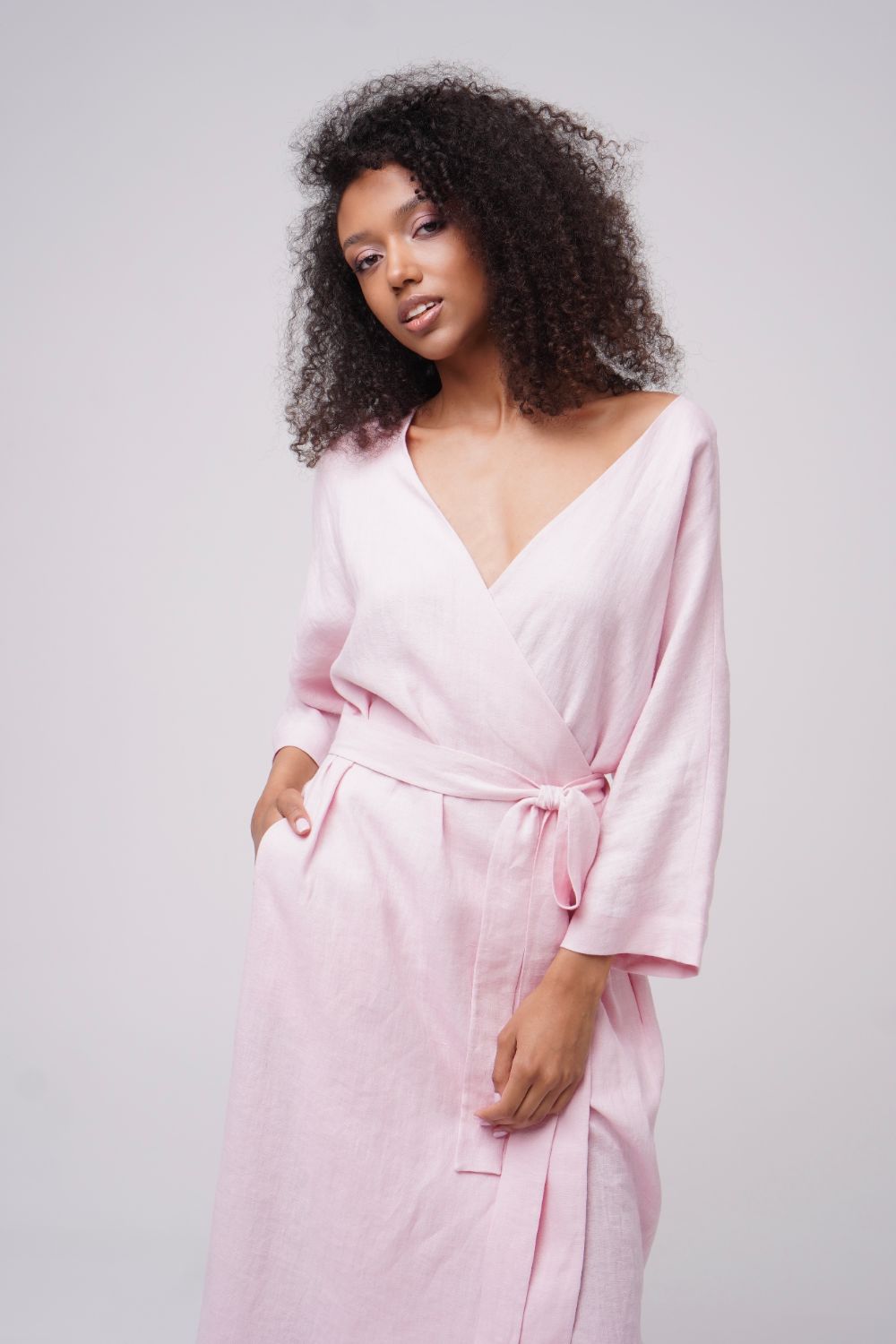  Tranquillitty Wrap Linen Dress Rose Product SIA Glamoralle