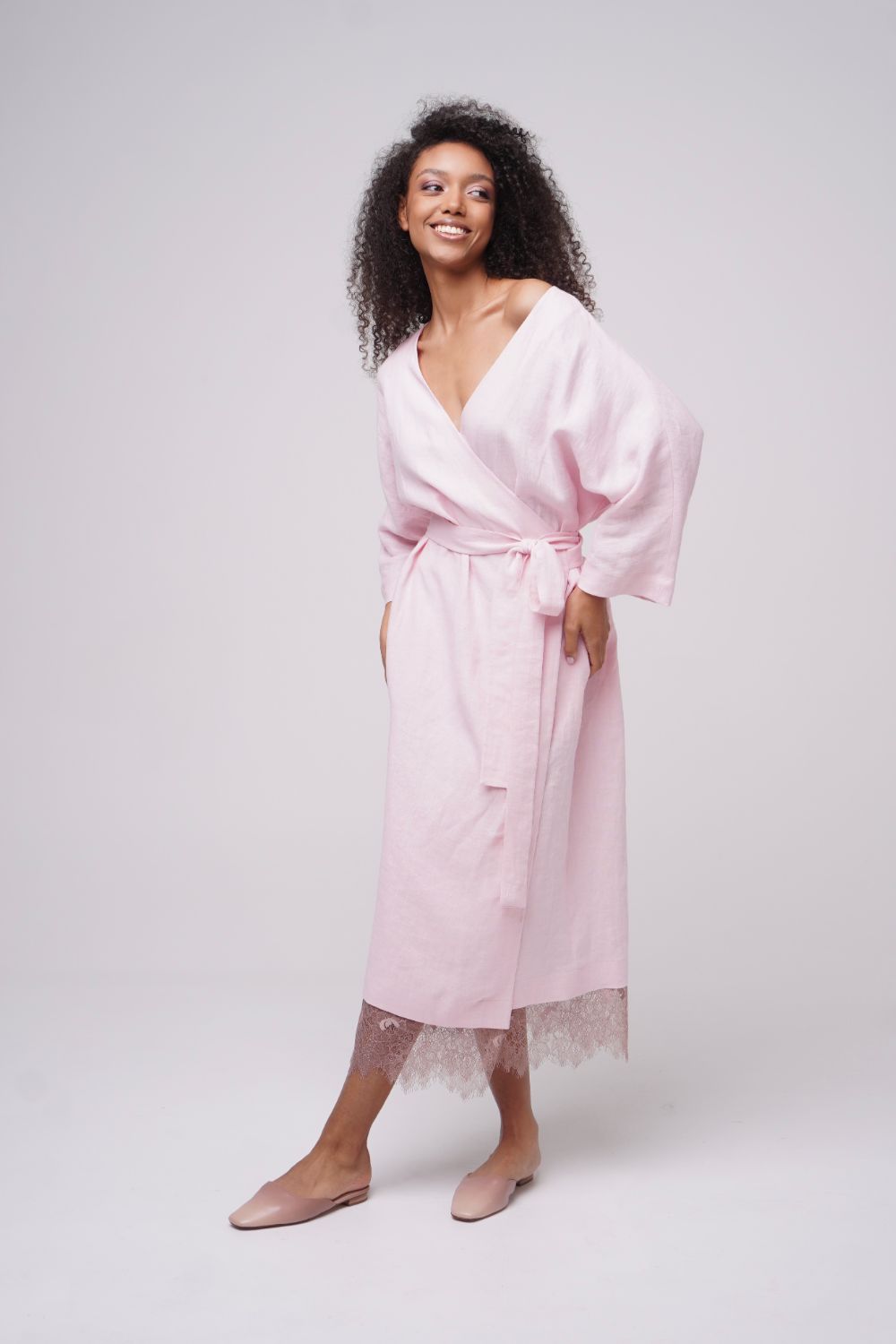  Tranquillitty Wrap Linen Dress Rose Product SIA Glamoralle