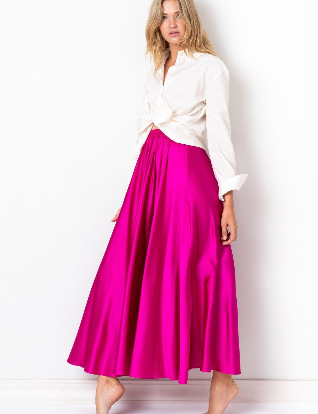  World Class Silk Skirt Fuchsia Product Amoralle