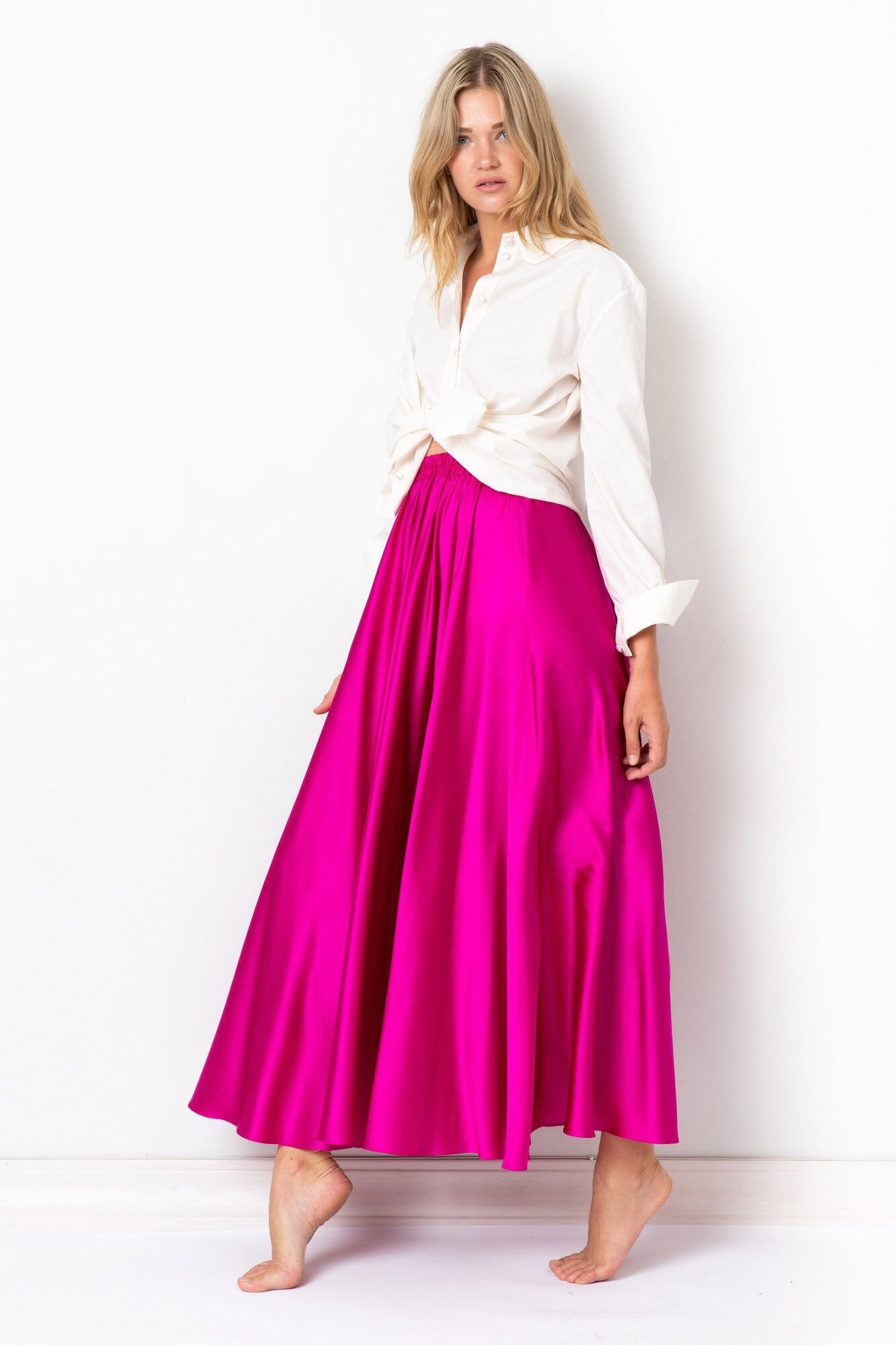  World Class Silk Skirt Fuchsia Product Amoralle