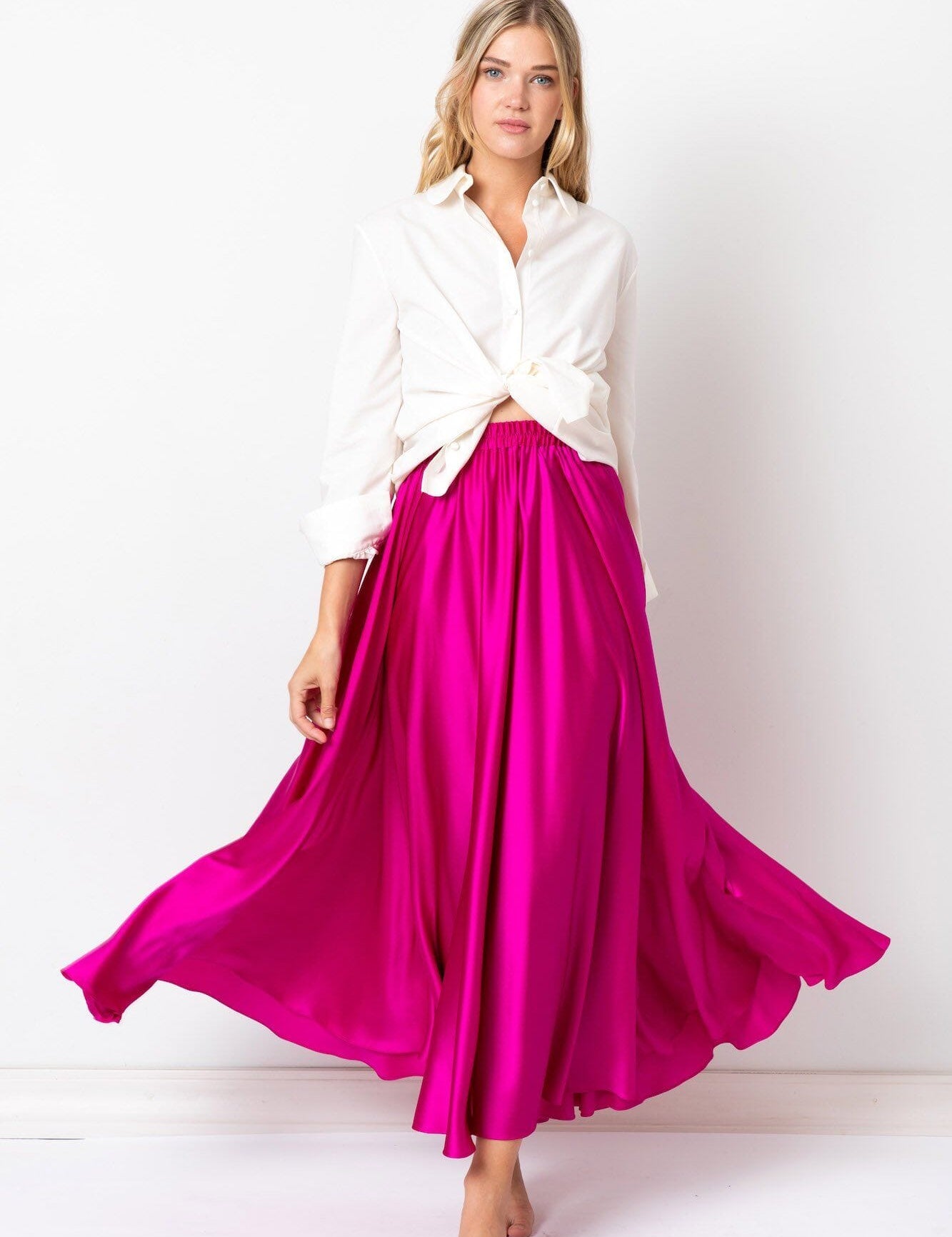  World Class Silk Skirt Fuchsia Product Amoralle