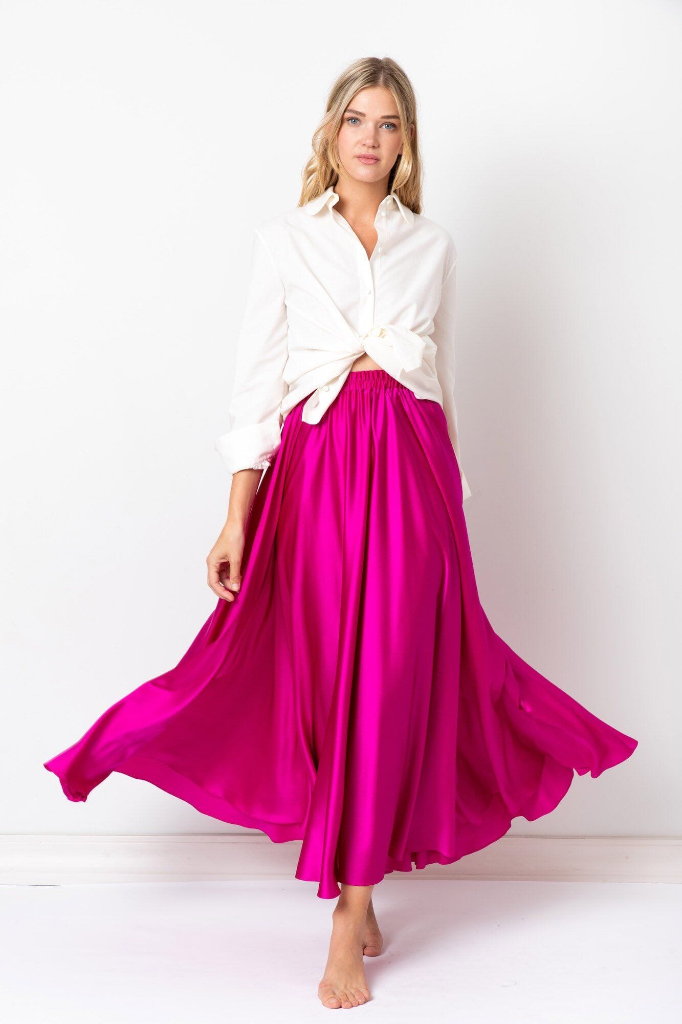  World Class Silk Skirt Fuchsia Product Amoralle